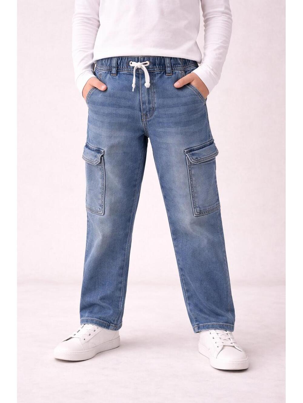Gap Kids Cargo Jeans Size 8 Pull On Straight Denim